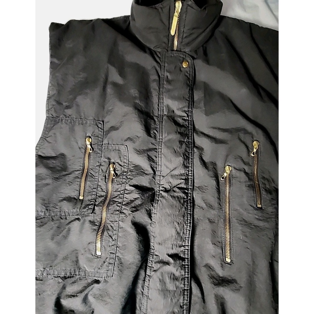 VTG 5th Ave Swiss Boutique Womens 12 Black Puffer Full-Zip Vest Gold HW Rare EUC - Picture 3 of 10